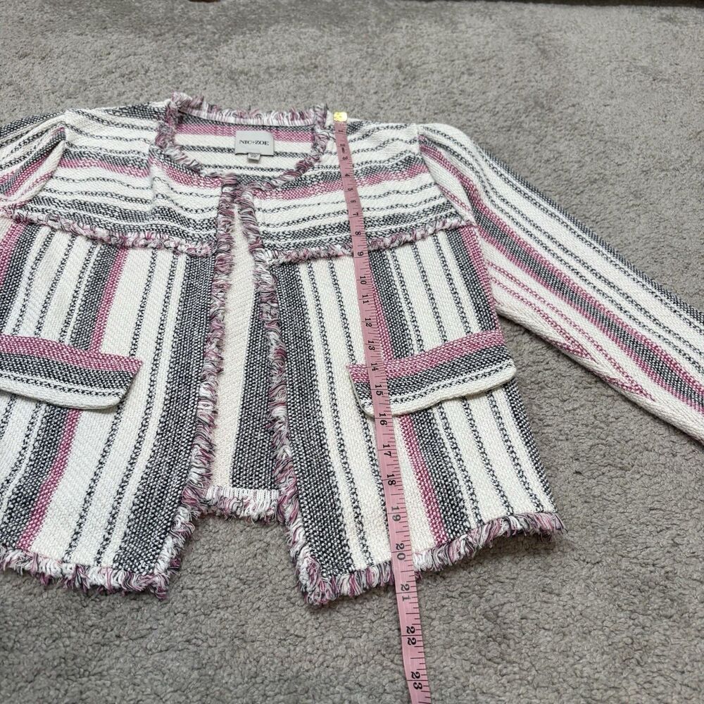 Nic And Zoe Dashing Days Striped Fringe Jacket Size PP Petite (0P) - Picture 7 of 9